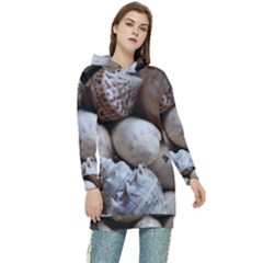 Beautiful Seashells  Women s Long Oversized Pullover Hoodie