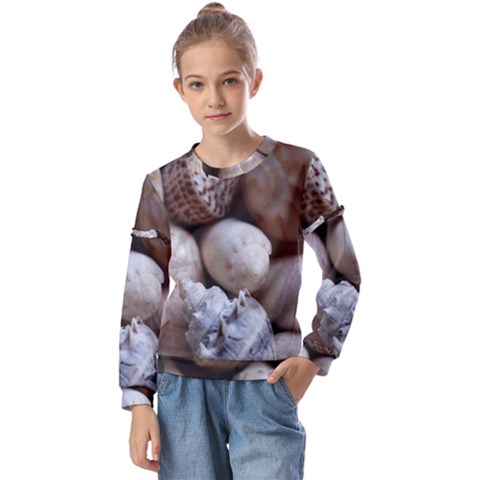 Beautiful Seashells  Kids  Long Sleeve Tee With Frill  by StarvingArtisan