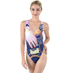 Stevie Ray Guitar  High Leg Strappy Swimsuit