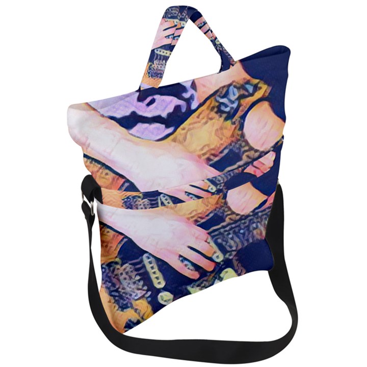 Stevie Ray Guitar  Fold Over Handle Tote Bag