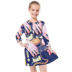 Stevie Ray Guitar  Kids  Quarter Sleeve Shirt Dress