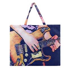 Stevie Ray Guitar  Zipper Large Tote Bag by StarvingArtisan