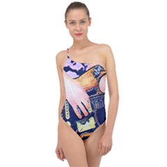 Stevie Ray Guitar  Classic One Shoulder Swimsuit by StarvingArtisan