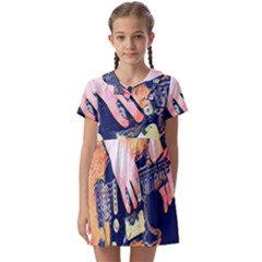 Stevie Ray Guitar  Kids  Asymmetric Collar Dress by StarvingArtisan