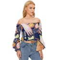 Stevie Ray Guitar  Off Shoulder Flutter Bell Sleeve Top View3