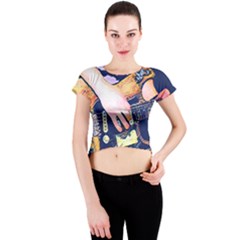 Stevie Ray Guitar  Crew Neck Crop Top by StarvingArtisan