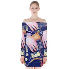 Stevie Ray Guitar  Long Sleeve Off Shoulder Dress by StarvingArtisan