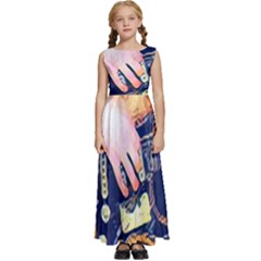 Stevie Ray Guitar  Kids  Satin Sleeveless Maxi Dress by StarvingArtisan