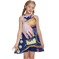 Stevie Ray Guitar  Kids  Halter Collar Waist Tie Chiffon Dress by StarvingArtisan