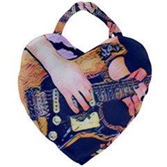 Stevie Ray Guitar  Giant Heart Shaped Tote by StarvingArtisan