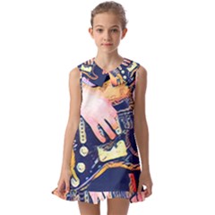 Stevie Ray Guitar  Kids  Pilgrim Collar Ruffle Hem Dress by StarvingArtisan