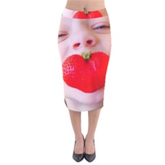 Strawberry Love Velvet Midi Pencil Skirt by StarvingArtisan