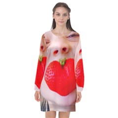 Strawberry Love Long Sleeve Chiffon Shift Dress  by StarvingArtisan