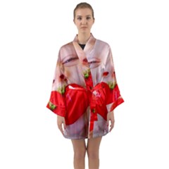 Strawberry Love Long Sleeve Satin Kimono by StarvingArtisan