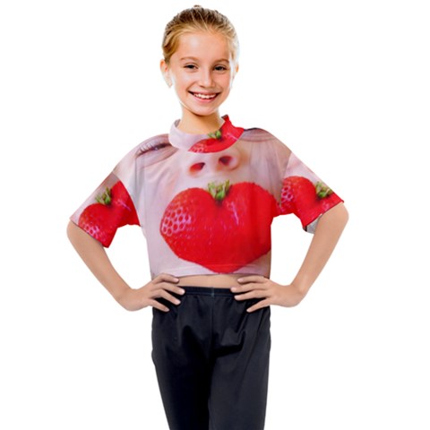 Strawberry Love Kids Mock Neck Tee by StarvingArtisan