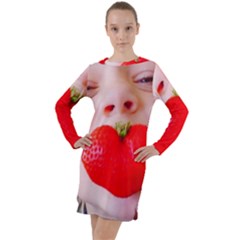 Strawberry Love Long Sleeve Hoodie Dress