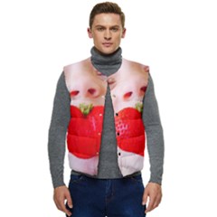 Strawberry Love Men s Short Button Up Puffer Vest	