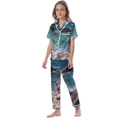 Isla Mujeres Mexico Kids  Satin Short Sleeve Pajamas Set by StarvingArtisan