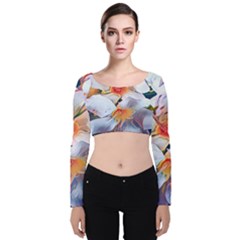 Daisy Painting  Velvet Long Sleeve Crop Top by StarvingArtisan