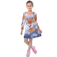 Daisy Painting  Kids  Long Sleeve Velvet Dress