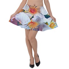 Daisy Painting  Velvet Skater Skirt