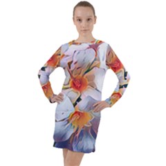 Daisy Painting  Long Sleeve Hoodie Dress