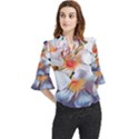 Daisy Painting  Loose Horn Sleeve Chiffon Blouse View1