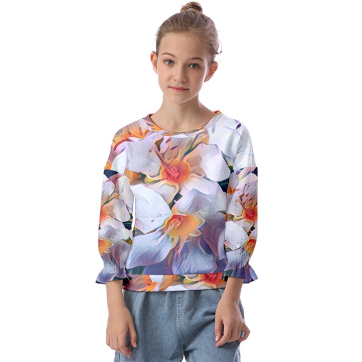 Daisy Painting  Kids  Cuff Sleeve Top