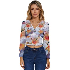 Daisy Painting  Long Sleeve V-neck Top