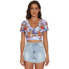 Daisy Painting  V-neck Crop Top by StarvingArtisan