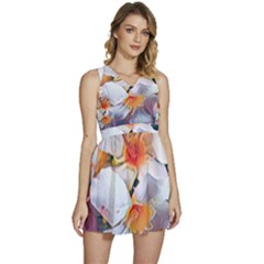 Daisy Painting  Sleeveless High Waist Mini Dress