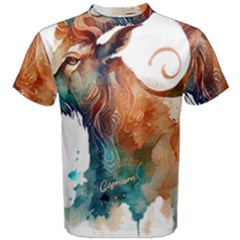 Capricorn Zodiac Sign T- Shirt Zodiac Sign C A P R I C O R N - Watercolour Illustration Of Capricorn Men s Cotton Tee by maxcute