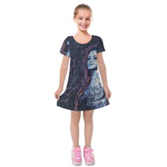 Pavement Lover Kids  Short Sleeve Velvet Dress by MRNStudios