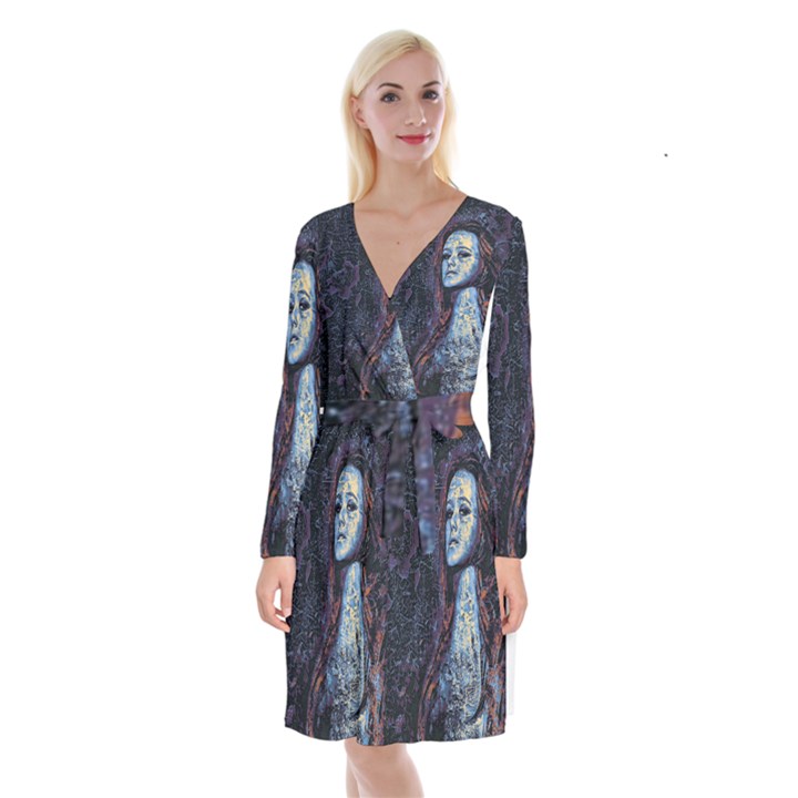 Pavement Lover Long Sleeve Velvet Front Wrap Dress