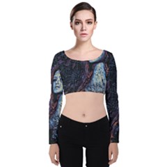 Pavement Lover Velvet Long Sleeve Crop Top by MRNStudios