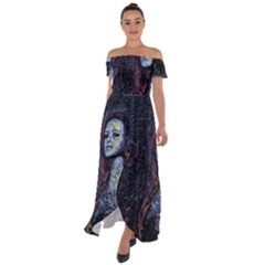 Pavement Lover Off Shoulder Open Front Chiffon Dress by MRNStudios