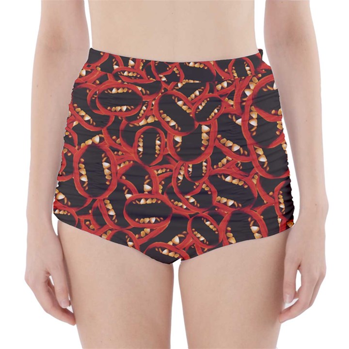 Ugly Open Mouth Graphic Motif Print Pattern High-Waisted Bikini Bottoms