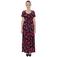 Ugly Open Mouth Graphic Motif Print Pattern High Waist Short Sleeve Maxi Dress