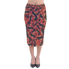 Ugly Open Mouth Graphic Motif Print Pattern Velvet Midi Pencil Skirt by dflcprintsclothing