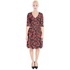 Ugly Open Mouth Graphic Motif Print Pattern Wrap Up Cocktail Dress