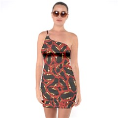 Ugly Open Mouth Graphic Motif Print Pattern One Soulder Bodycon Dress by dflcprintsclothing