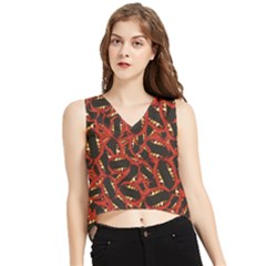 Ugly Open Mouth Graphic Motif Print Pattern V-neck Cropped Tank Top