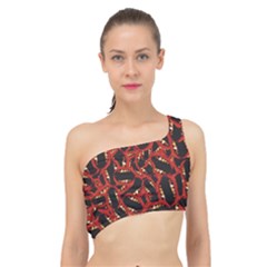 Ugly Open Mouth Graphic Motif Print Pattern Spliced Up Bikini Top 