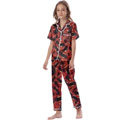 Ugly Open Mouth Graphic Motif Print Pattern Kids  Satin Short Sleeve Pajamas Set by dflcprintsclothing