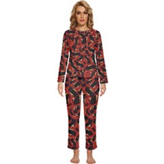 Ugly Open Mouth Graphic Motif Print Pattern Womens  Long Sleeve Lightweight Pajamas Set by dflcprintsclothing