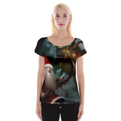 A Santa Claus Standing In Front Of A Dragon Cap Sleeve Top by bobilostore