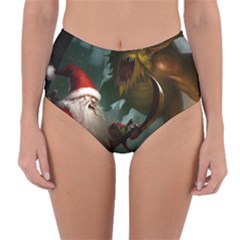 A Santa Claus Standing In Front Of A Dragon Reversible High-waist Bikini Bottoms by bobilostore