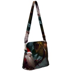 A Santa Claus Standing In Front Of A Dragon Zipper Messenger Bag by bobilostore