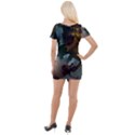 A Santa Claus Standing In Front Of A Dragon Short Sleeve Asymmetric Mini Dress View2