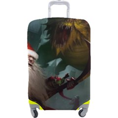 A Santa Claus Standing In Front Of A Dragon Luggage Cover (large) by bobilostore